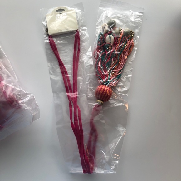 12 Pink Long Tassel Necklace Beaded Puka Shell - Picture 2 of 3